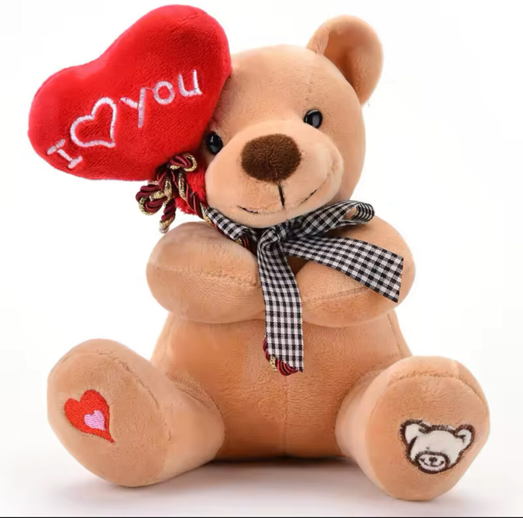 Plush Teddy Bear with Heart Balloon