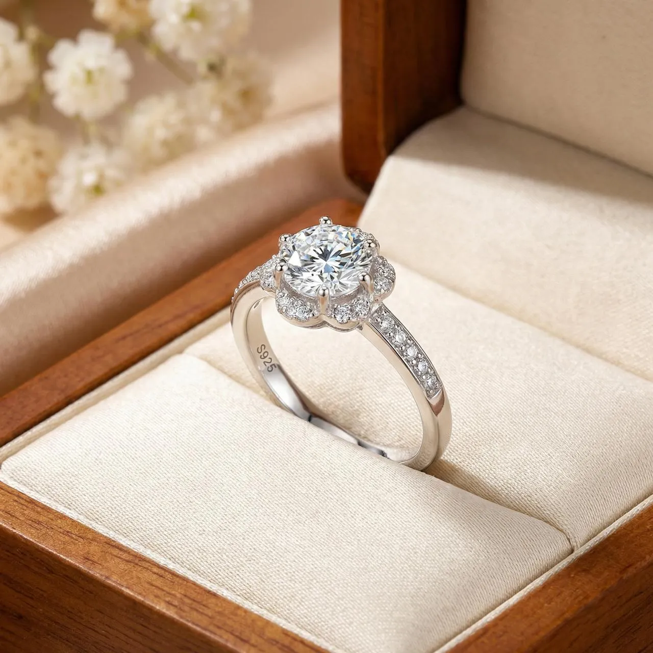 Adjustable Female Engagement Ring - Flower
