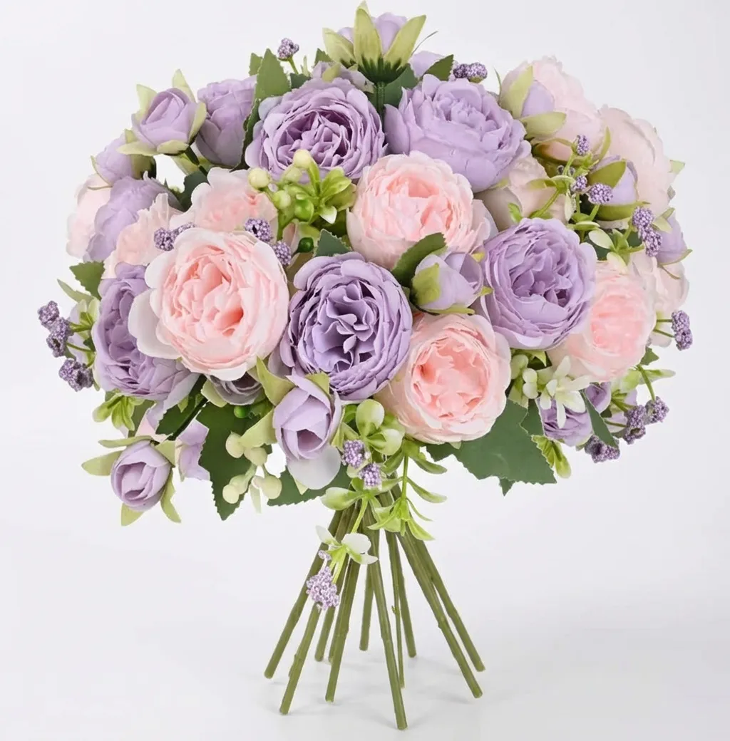 Artificial Peonies Flowers - Pinkish White
