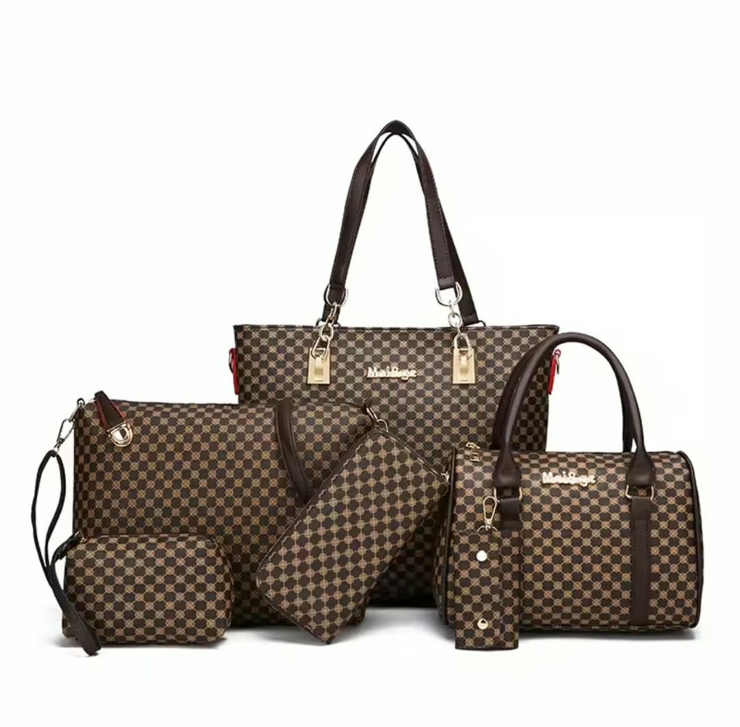 Designer Handbag Set - Brown
