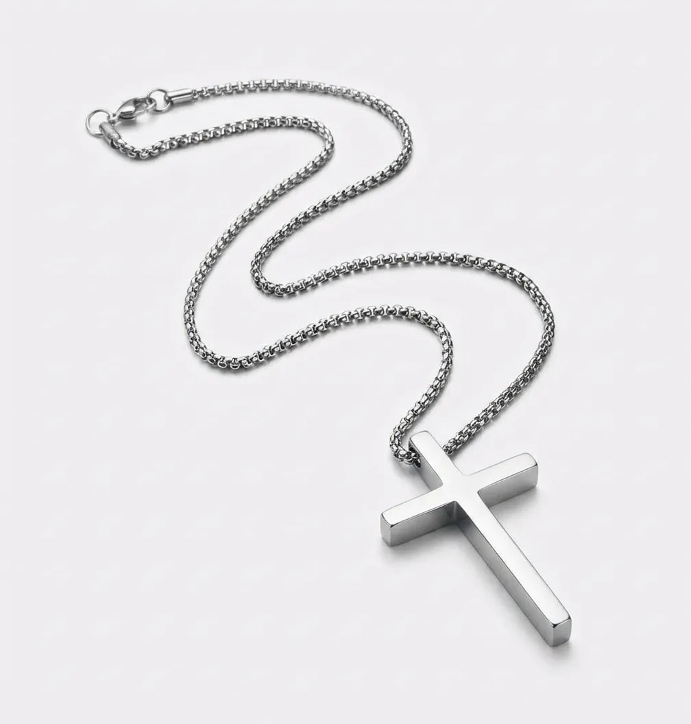 Male Cross Pendant - Silver