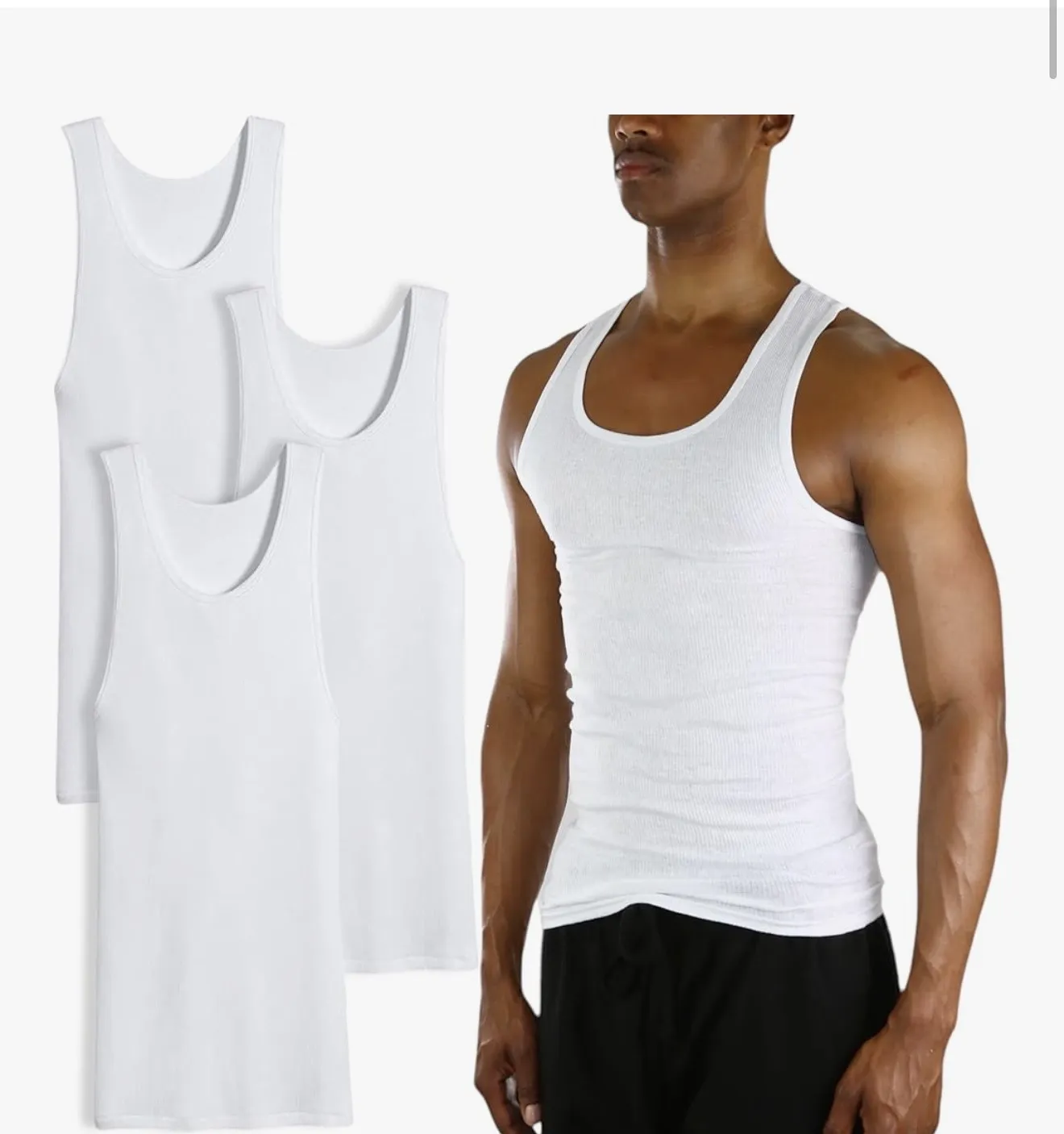 Men Tank Singlet 3pcs - White