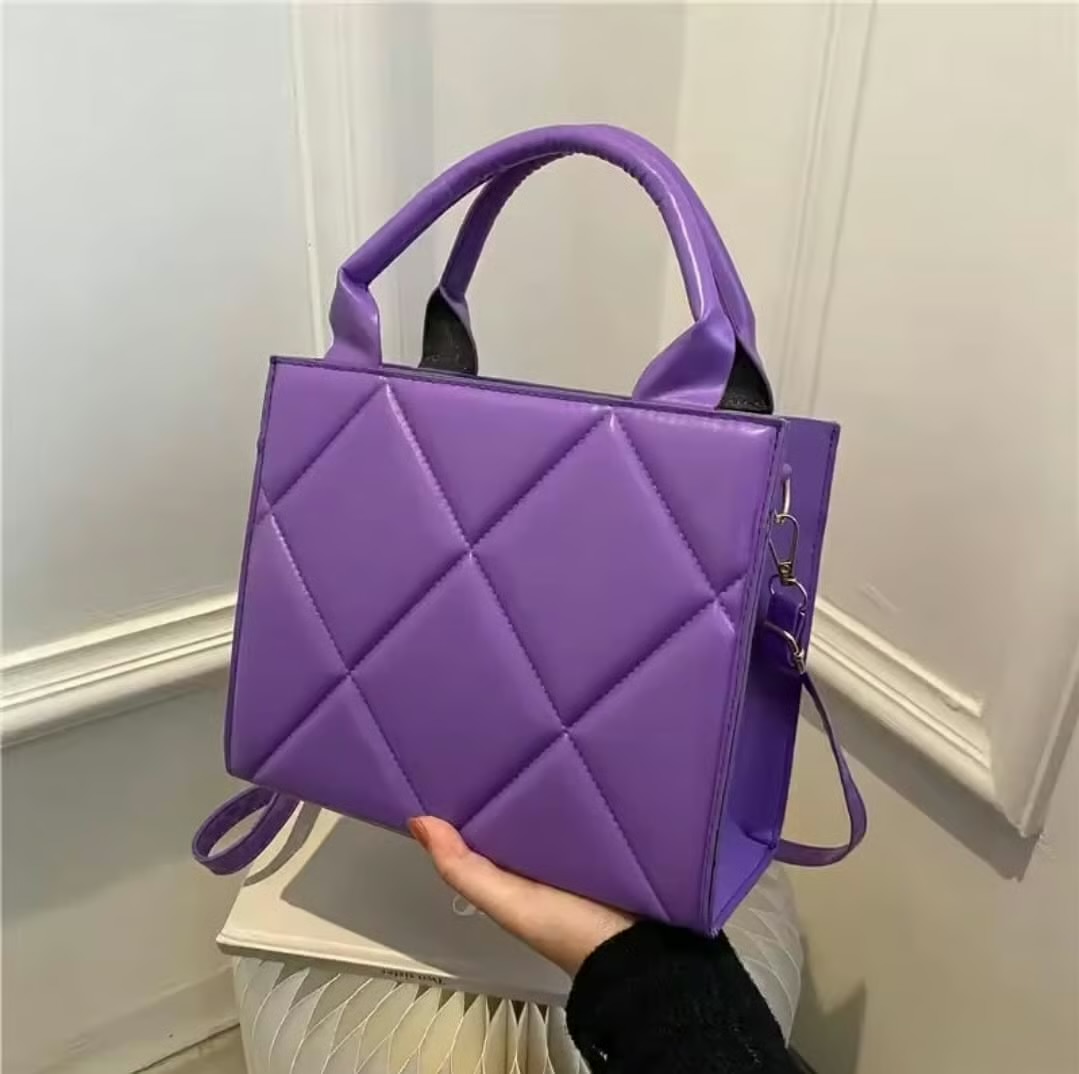 Quilted Handbag - Purple